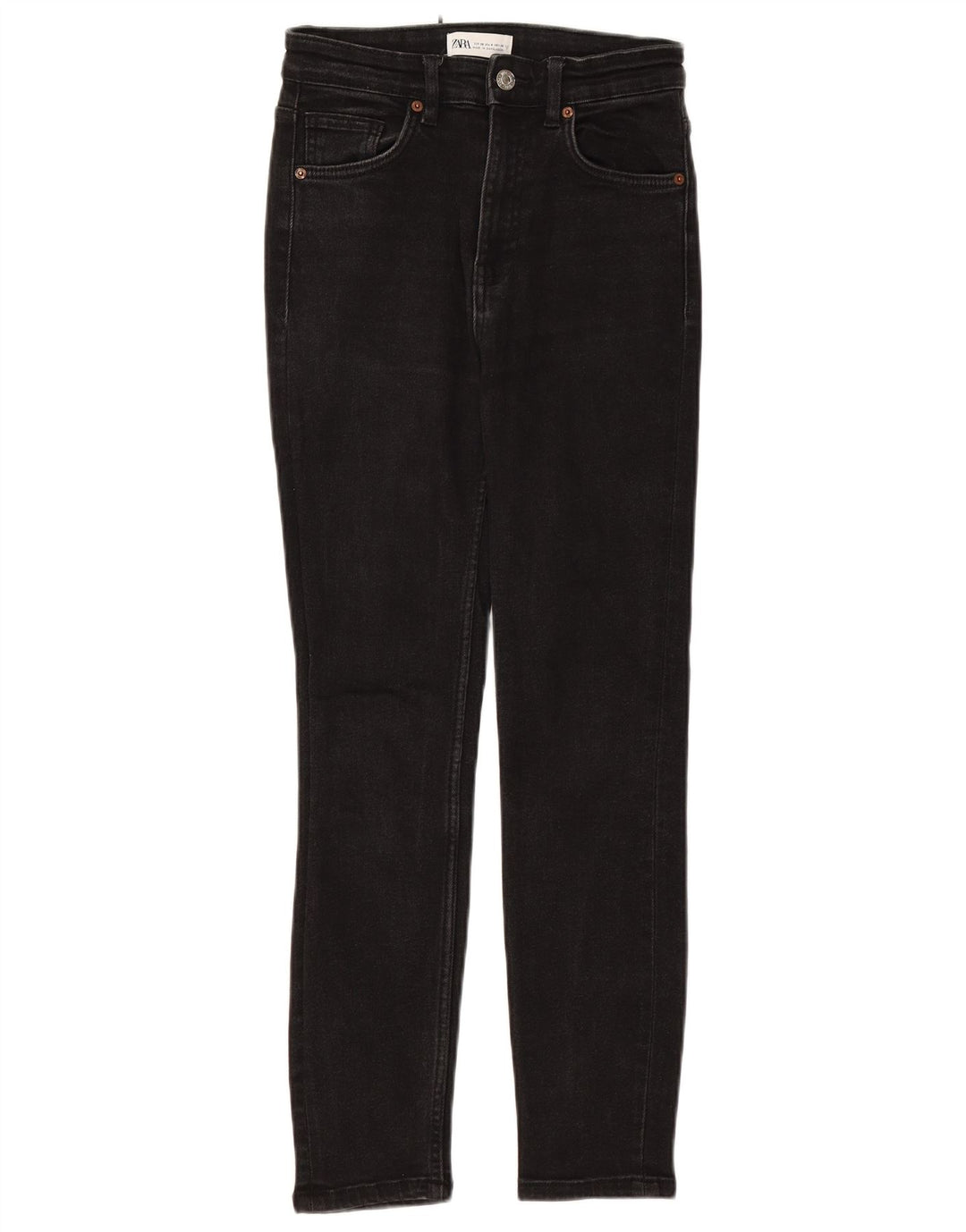 ZARA Damen Skinny Jeans EU 36 XS W26 L25 Schwarze Baumwolle