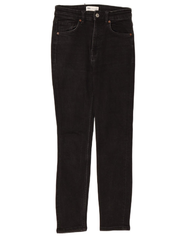 ZARA Damen Skinny Jeans EU 36 XS W26 L25 Schwarze Baumwolle