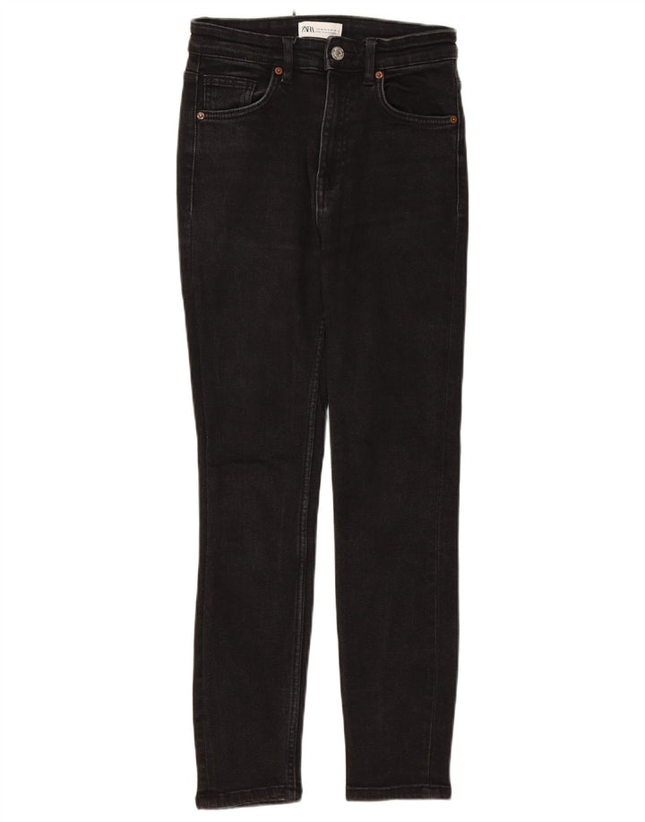 ZARA Damen Skinny Jeans EU 36 XS W26 L25 Schwarze Baumwolle