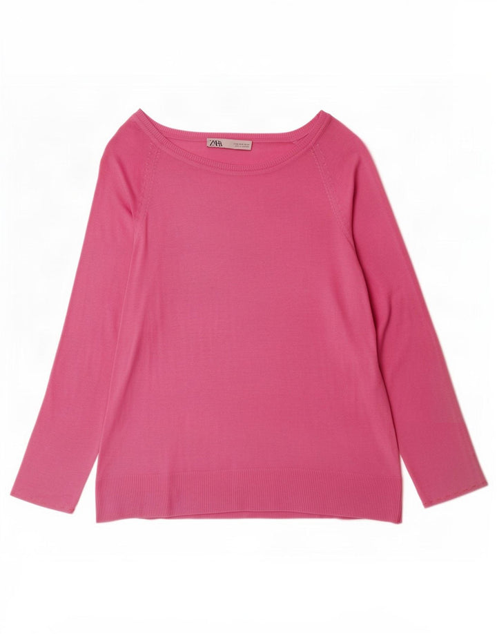 Zara Damen Top 3/4 Ärmel UK 14 Mittelrosa