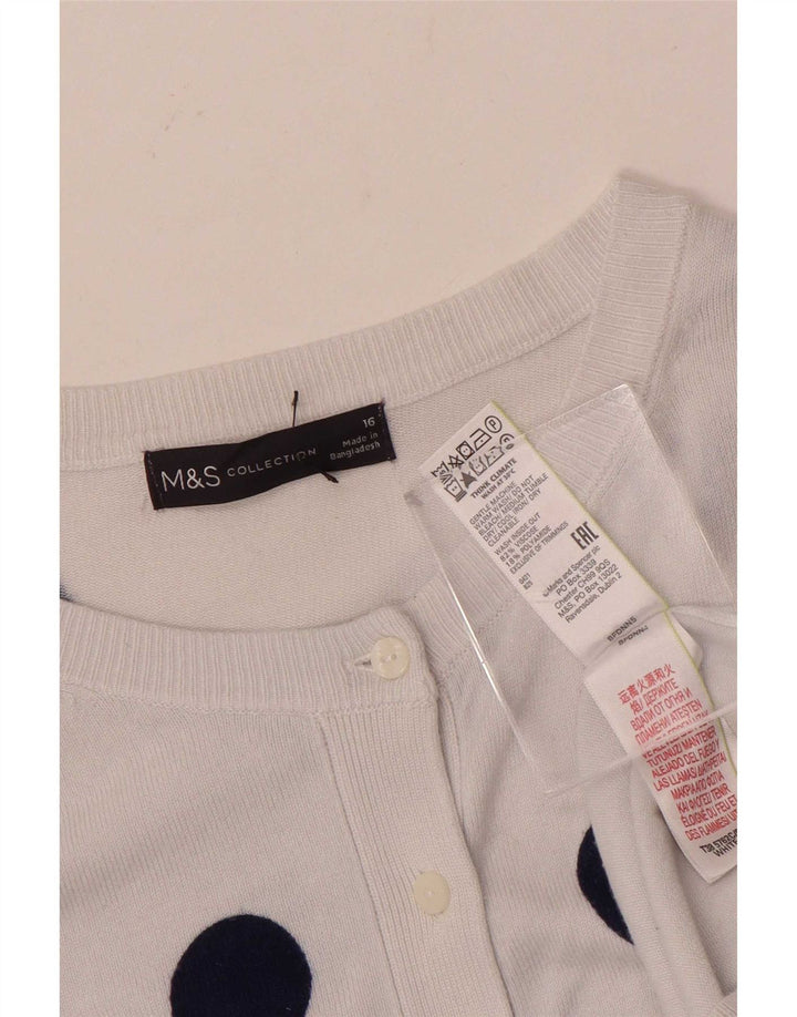 Marks & Spencer Damen-Cardigan-Pullover UK 16 Große weiße gepunktete Viskose