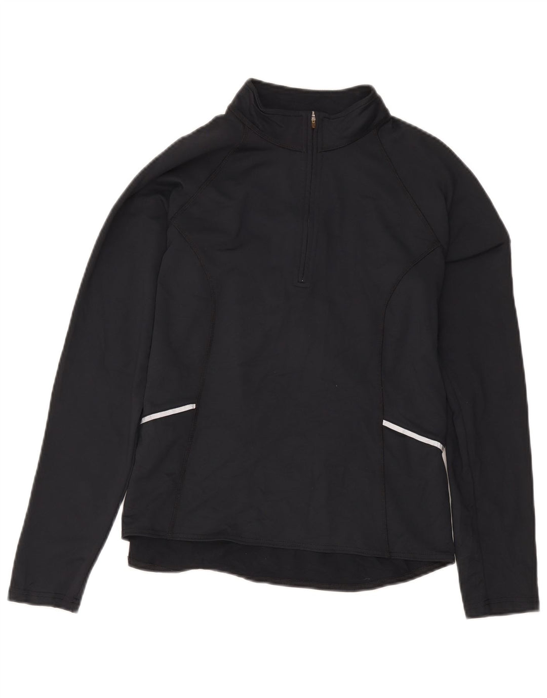 L.L.Bean Damen-Pullover-Trainingsanzugoberteil mit Reißverschluss und Halsausschnitt, UK 14, Mittelschwarzes Nylon