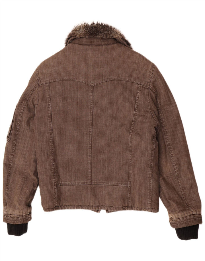 Imperial Herren Bomber Shearling Windjacke UK 38 Mittelbraune Baumwolle