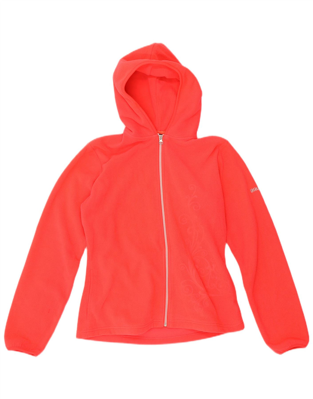 BRUGI Damen-Fleecejacke mit Kapuze, UK 14, Mittelrotes Paisley-Polyester