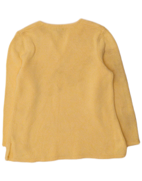 L.L.Bean Damen-Pullover mit V-Ausschnitt, UK 16, Größe L, Gelb, Baumwolle