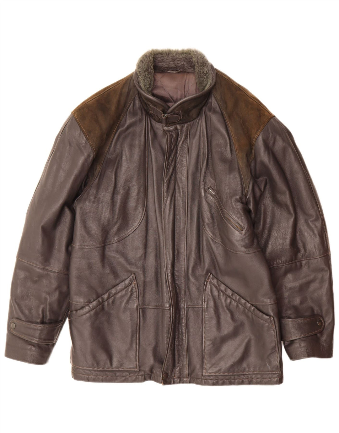 Vintage Herren Lederjacke IT 46 Small Black Colourblock