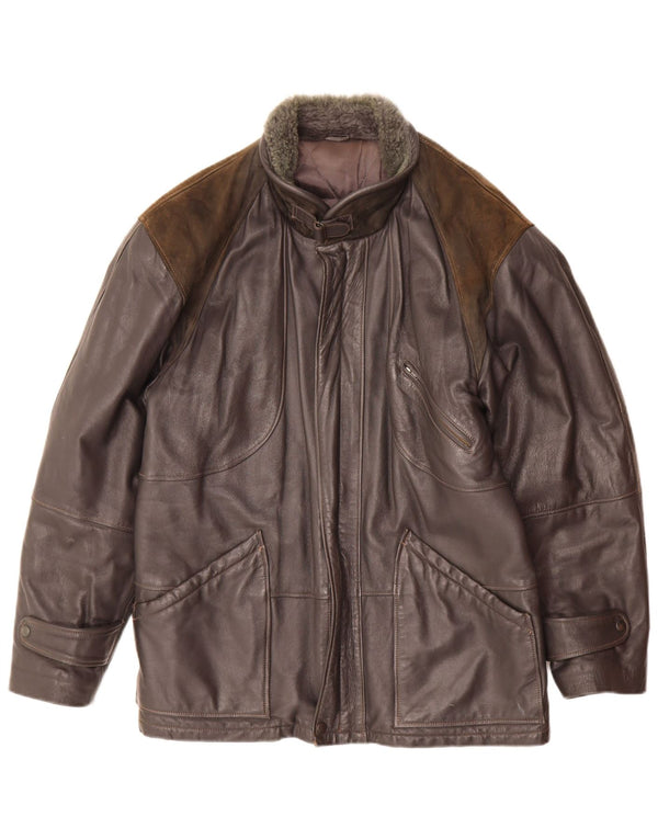 Vintage Herren Lederjacke IT 46 Small Black Colourblock