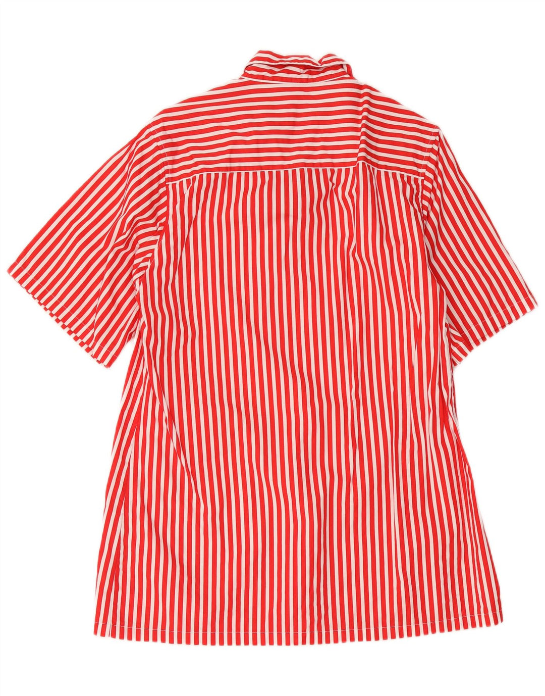 Vintage Damen Etuikleid UK 14 Mittelrote Nadelstreifen-Baumwolle