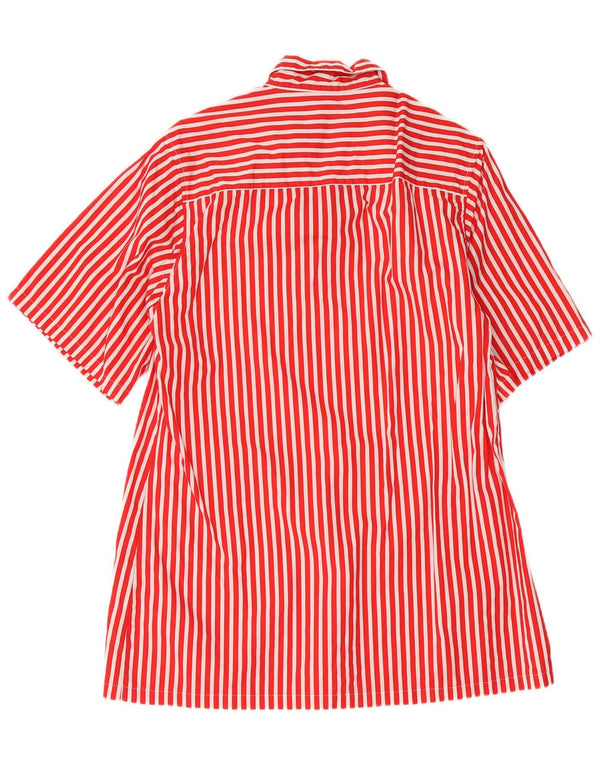 Vintage Damen Etuikleid UK 14 Mittelrote Nadelstreifen-Baumwolle