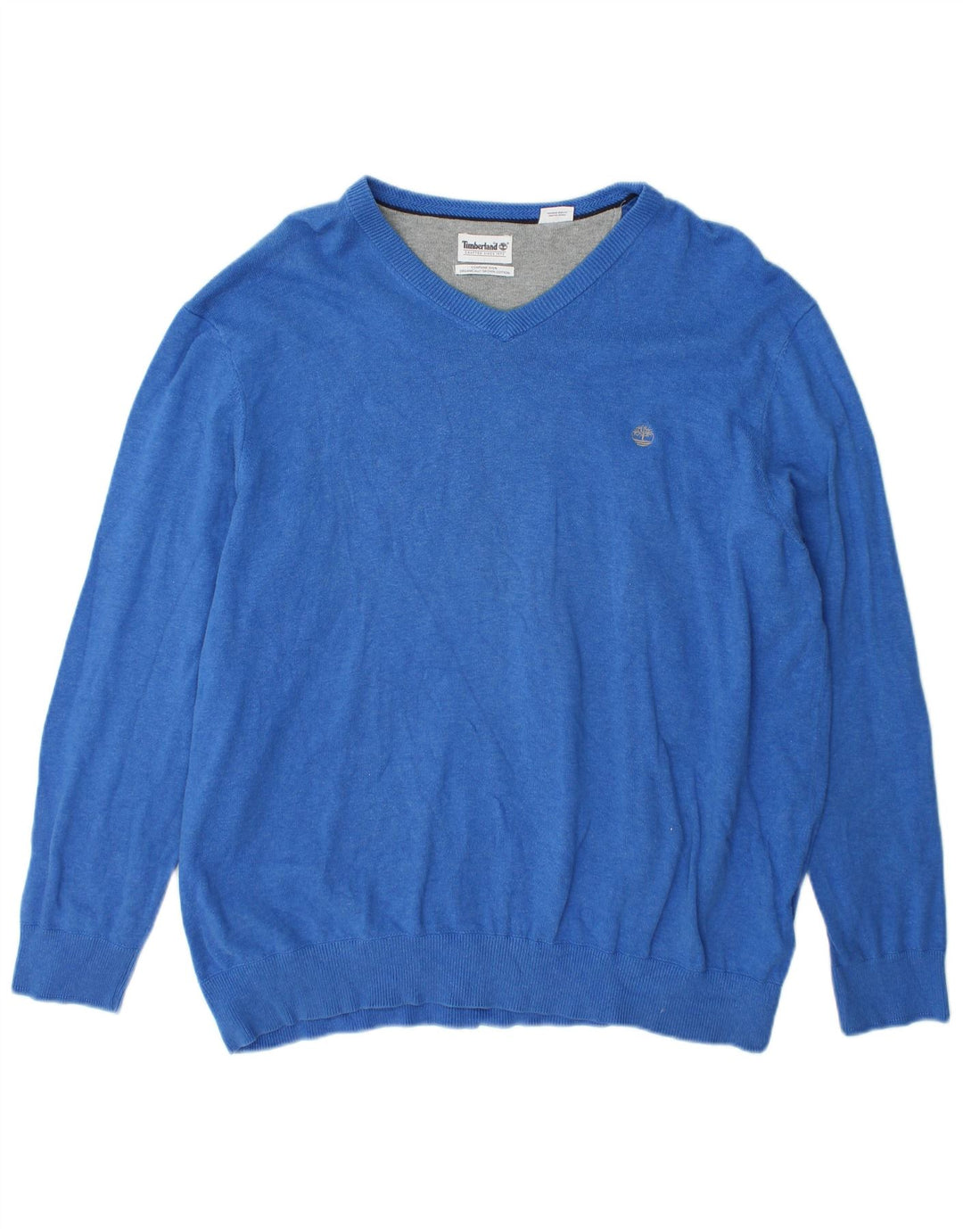 Timberland Herren-Pullover mit V-Ausschnitt, 2XL, blaue Baumwolle