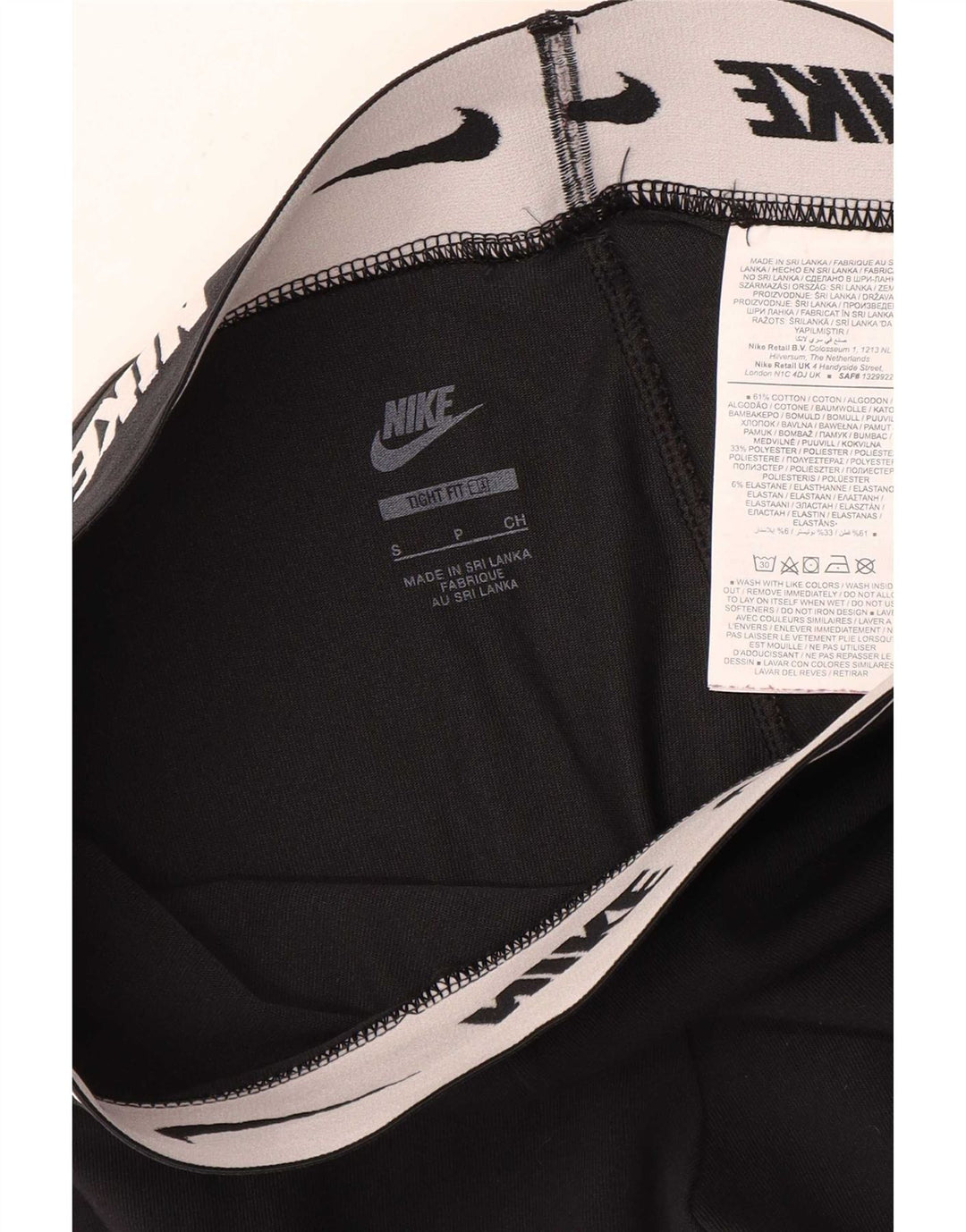 Nike Womens Graphic Leggings UK 10 Small Schwarz Baumwolle