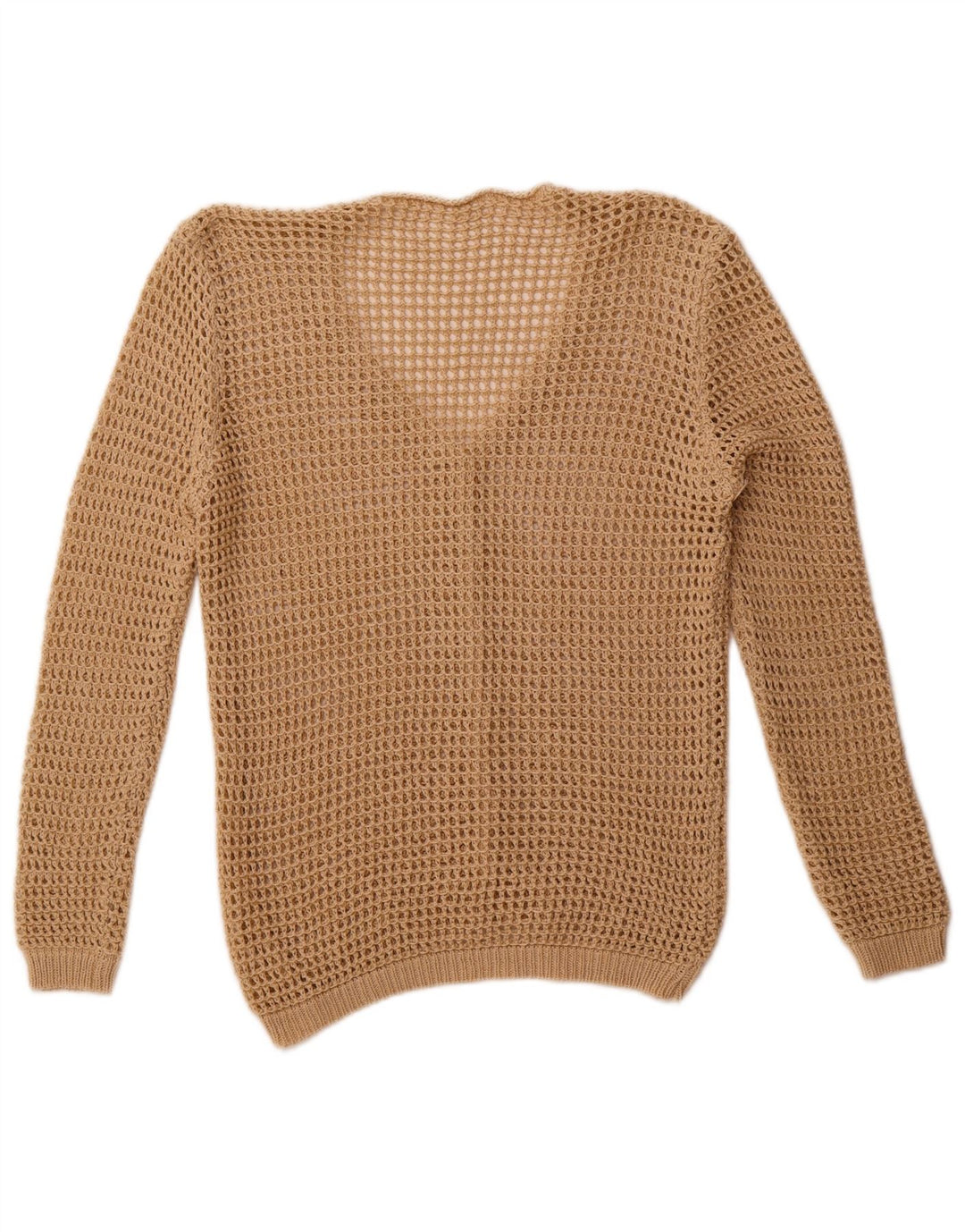 Vintage Damen Häkel-Cardigan-Pullover UK 14 Medium Beige