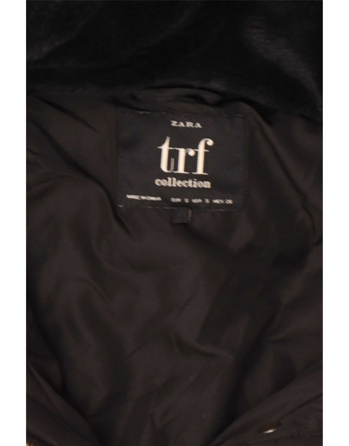 Zara Damen Trafaluc Wattierte Jacke mit Kapuze UK 10 Small Schwarz Polyester