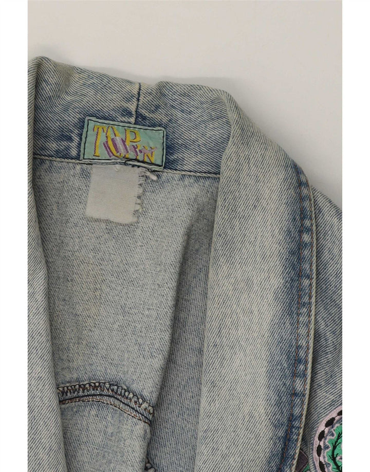 Vintage Damen Crop Jeansjacke UK 14 Mittelblau
