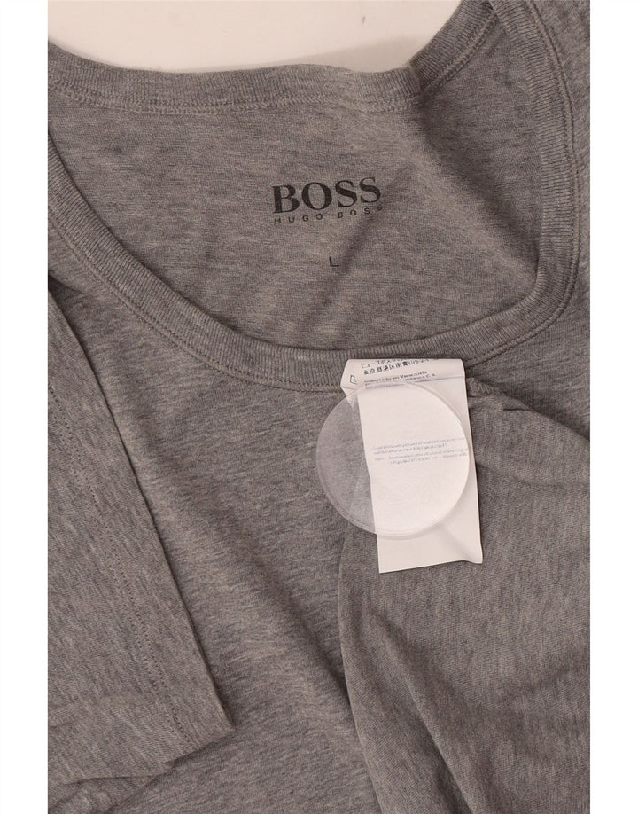 Hugo Boss Herren-T-Shirt-Oberteil, groß, grau gesprenkelte Baumwolle