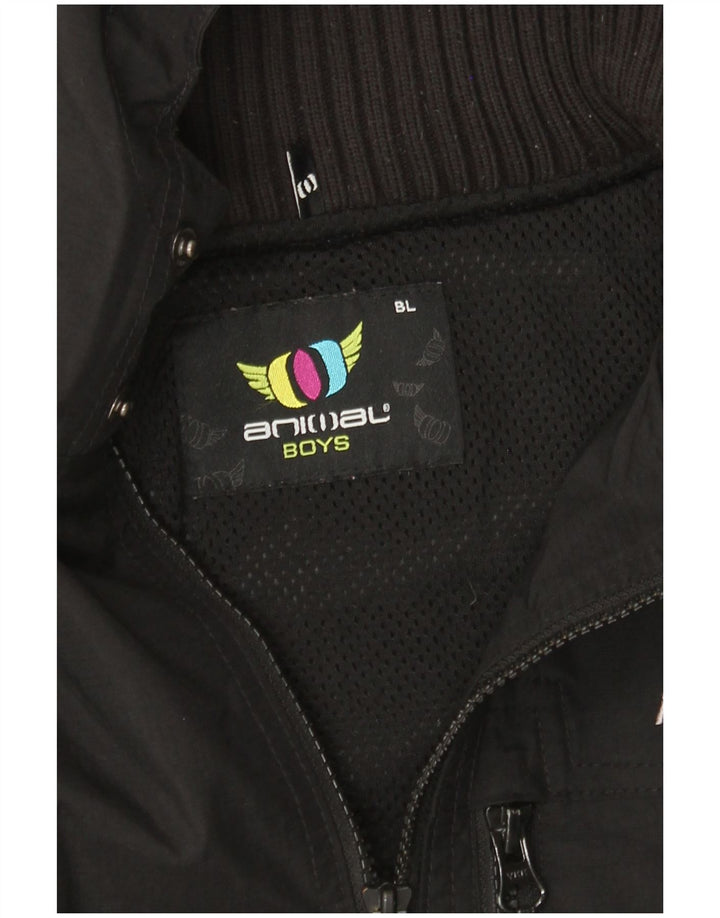 ANIMAL Jungen-Regenjacke mit Kapuze, 13–14 Jahre, großes schwarzes Nylon