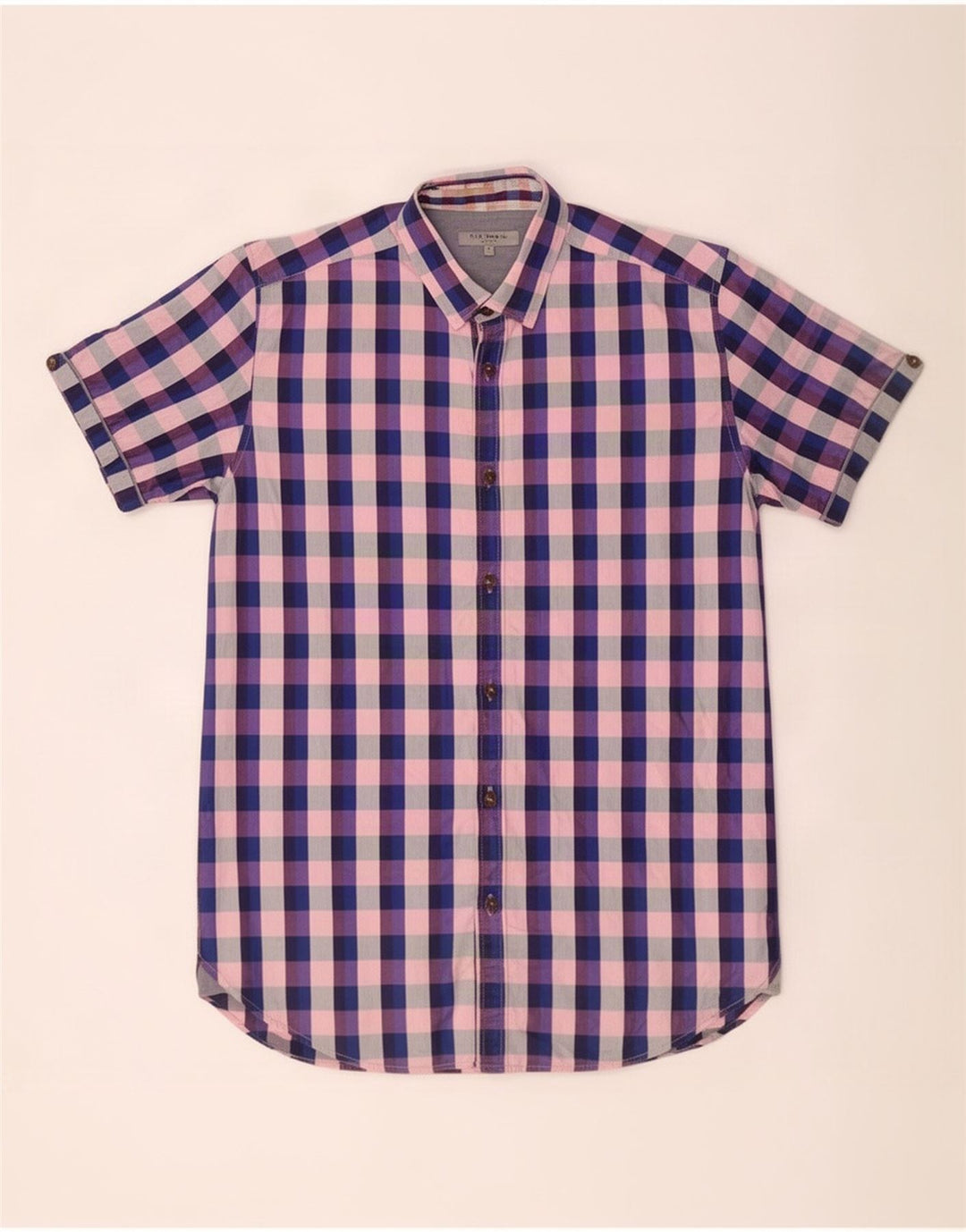 Ted Baker Herren-Kurzarmhemd, Größe 3, mittelgroß, mehrfarbig, kariert, Baumwolle