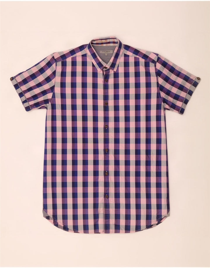 Ted Baker Herren-Kurzarmhemd, Größe 3, mittelgroß, mehrfarbig, kariert, Baumwolle