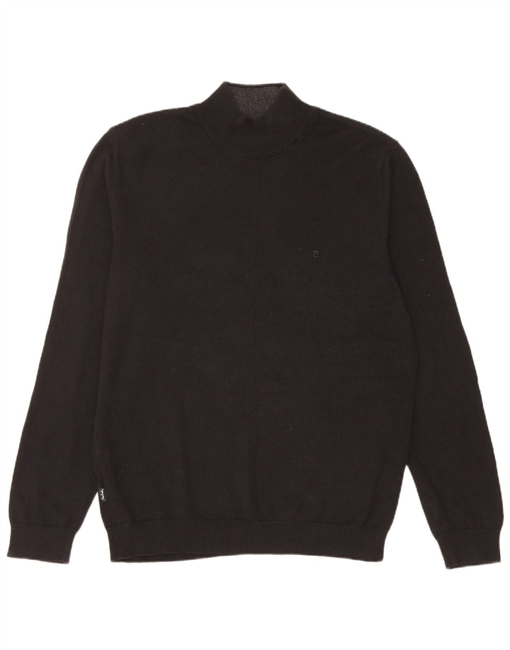 PIERRE CARDIN Herren-Pullover mit Rollkragen, groß, aus schwarzer Baumwolle
