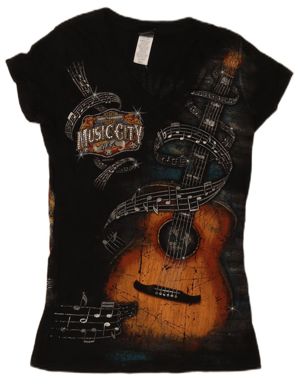 Harley Davidson Damen Nashville Graphic T-Shirt Top UK 10 Small Schwarz