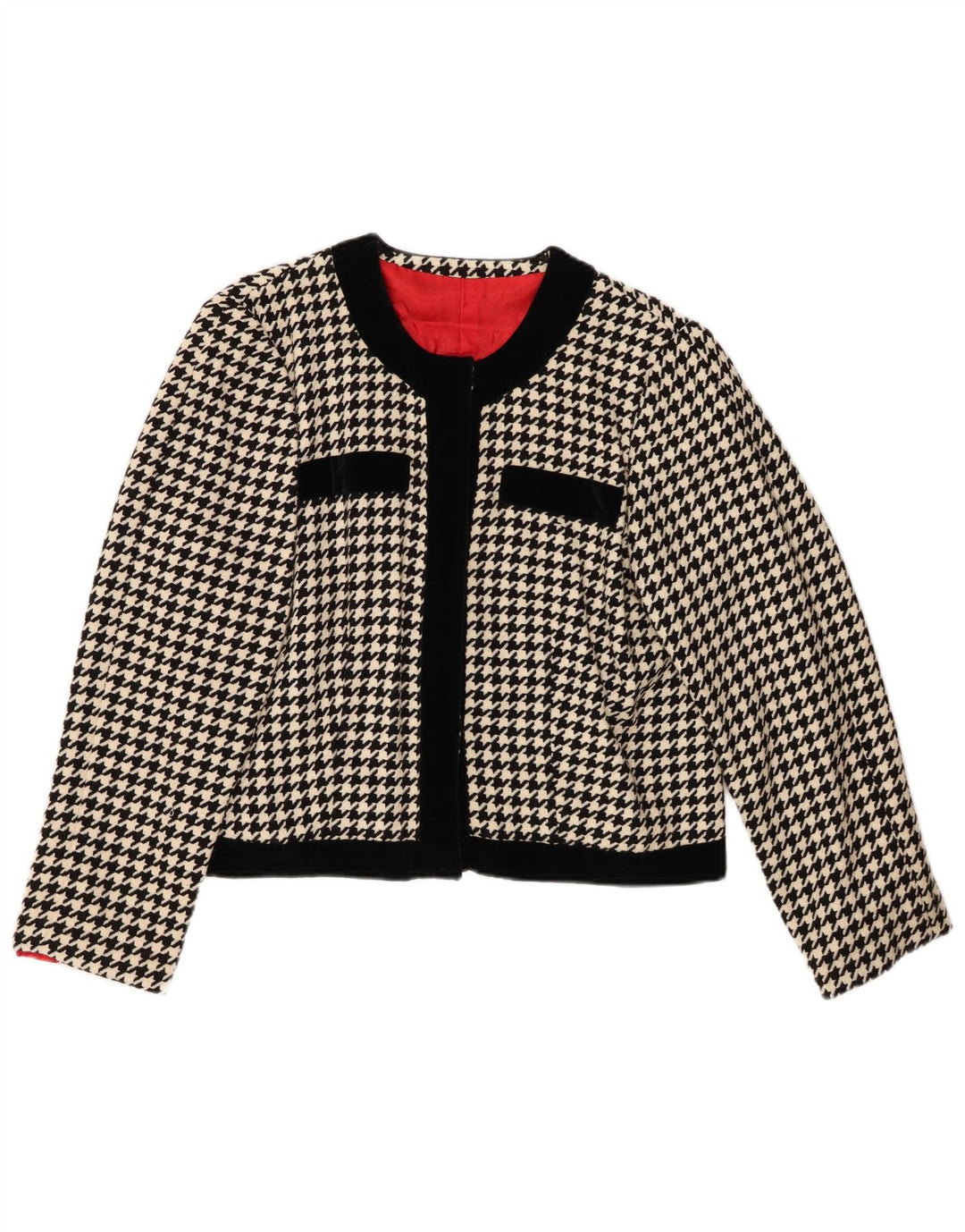 VINTAGE Damen Bolero-Jacke UK 12 Medium Black Houndstooth