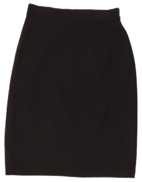 Max Mara Damen-Bleistiftrock mit hoher Taille, UK 14, Größe L, W28, schwarze Wolle