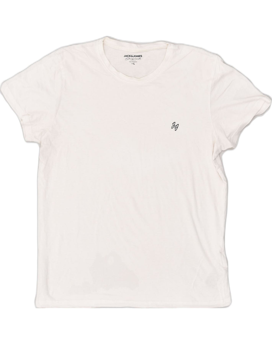 JACK & JONES Mens T-Shirt Top Large White Cotton | Vintage Jack & Jones | Thrift | Second-Hand Jack & Jones | Used Clothing | Messina Hembry 