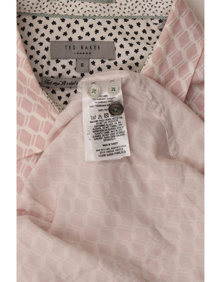 TED BAKER Herrenhemd Größe 6 2XL rosa geometrische Baumwolle