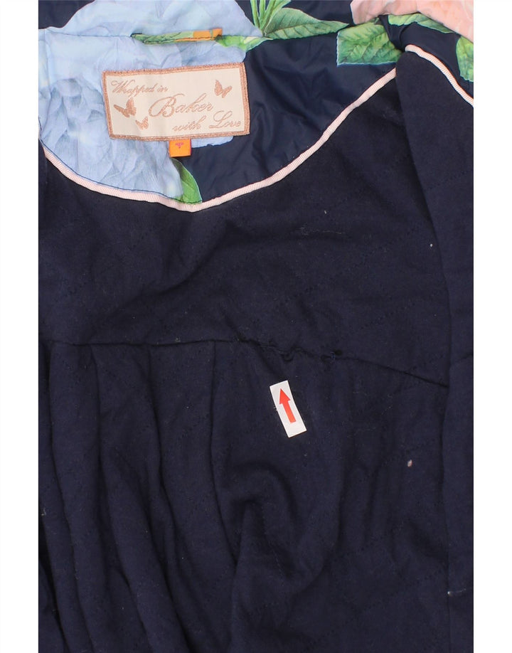 Ted Baker Mädchen-Regenmantel, 6–7 Jahre, marineblaues Blumenmuster, Polyester