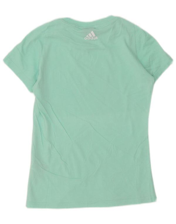 Adidas Damen Grafik T-Shirt Top UK 4/6 XS Türkis Baumwolle