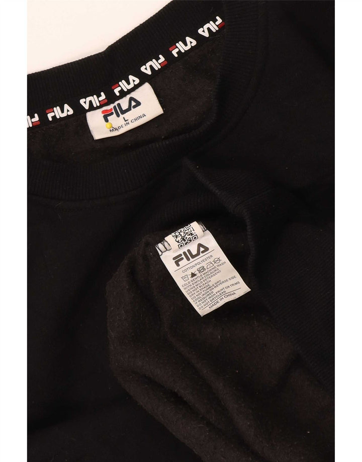 Fila Damen Sweatshirt Pullover UK 14 Große schwarze Baumwolle