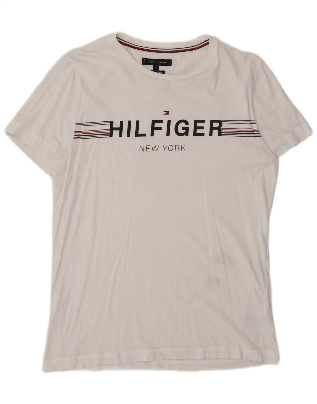Tommy Hilfiger Herren-T-Shirt mit Grafik, mittelweiße Baumwolle