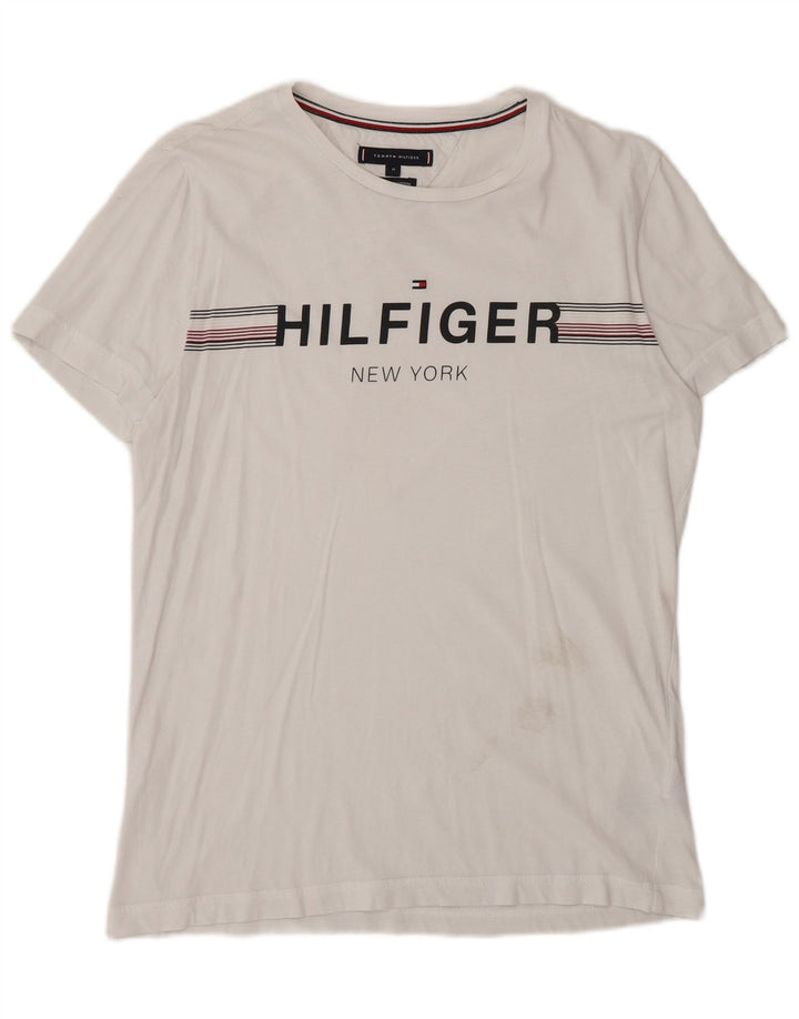 Tommy Hilfiger Herren-T-Shirt mit Grafik, mittelweiße Baumwolle