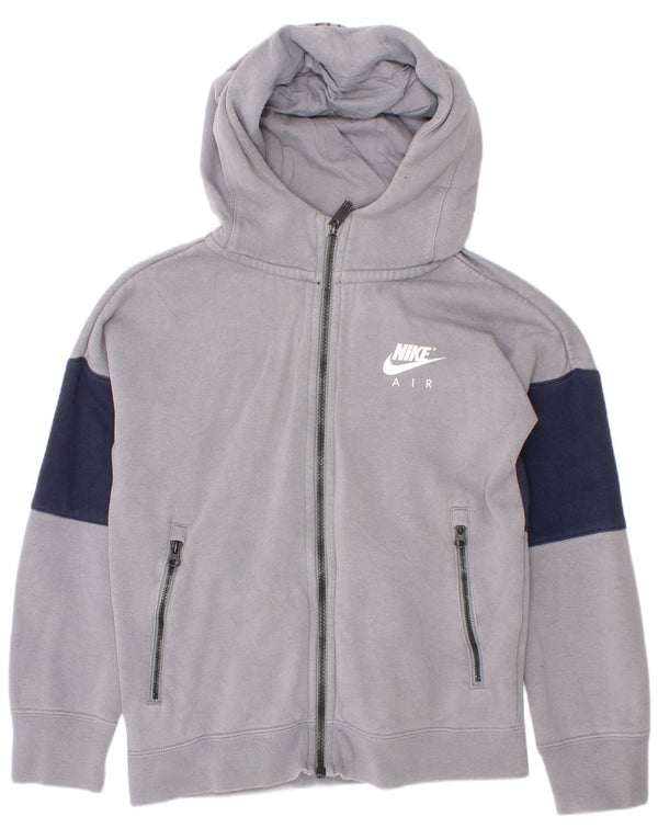 Nike Jungen-Kapuzenpullover mit Reißverschluss, 8–9 Jahre, Größe S, Grau, Colourblock-Baumwolle, Sport