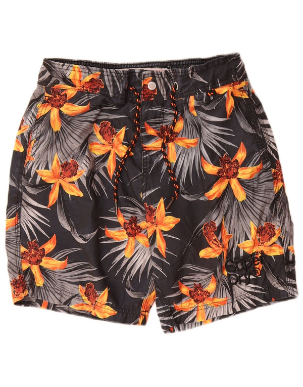 Superdry Herren-Badeshorts aus mittelgrauem, geblümtem Polyester