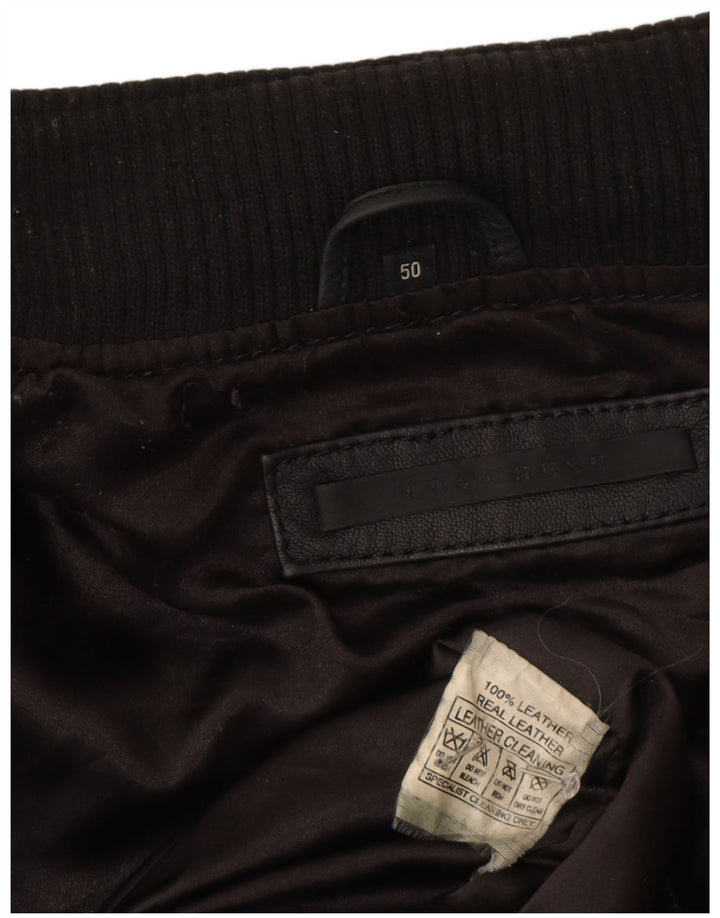 Vintage Herren Bomber Lederjacke IT 50 Großes schwarzes Leder