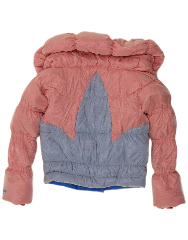 Adidas Damen Wattierte Jacke UK 12 Mittelrosa Colourblock Polyamid