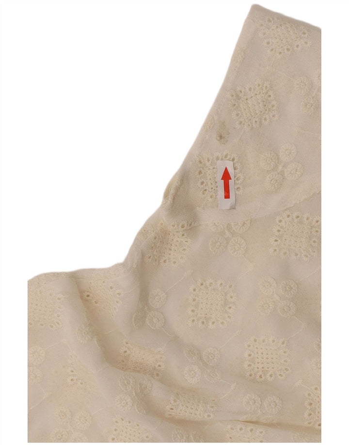 Zara Damen-Top, durchsichtig, UK 10, Größe S, gebrochenes Weiß, Blumenmuster, Polyester