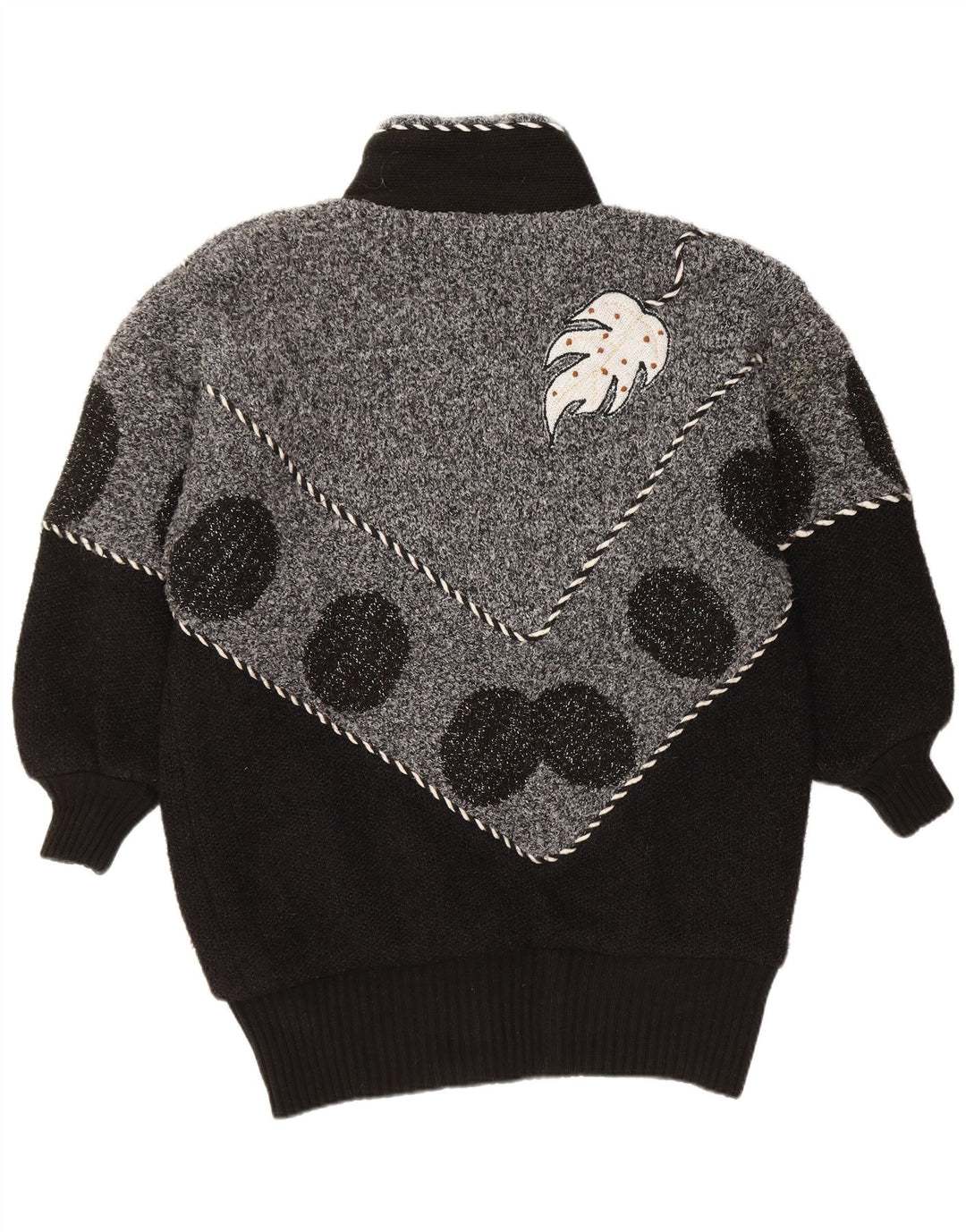 VINTAGE Damen-Cardigan-Pullover UK 22 3XL Schwarzer Farbblock