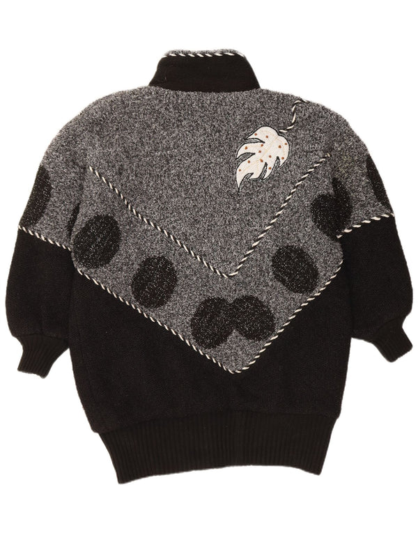 VINTAGE Damen-Cardigan-Pullover UK 22 3XL Schwarzer Farbblock