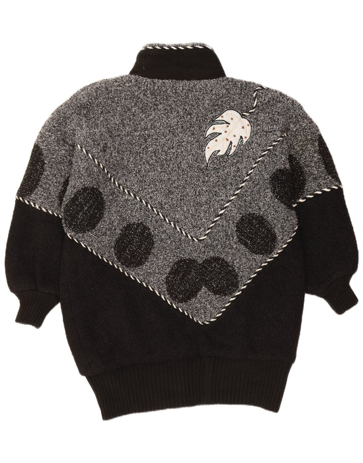 VINTAGE Damen-Cardigan-Pullover UK 22 3XL Schwarzer Farbblock