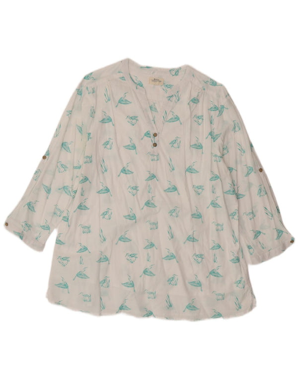 Mountain Warehouse Tunika-Oberteil mit 3/4-Ärmeln für Damen, UK 18, XL, Weiß mit Tiermuster