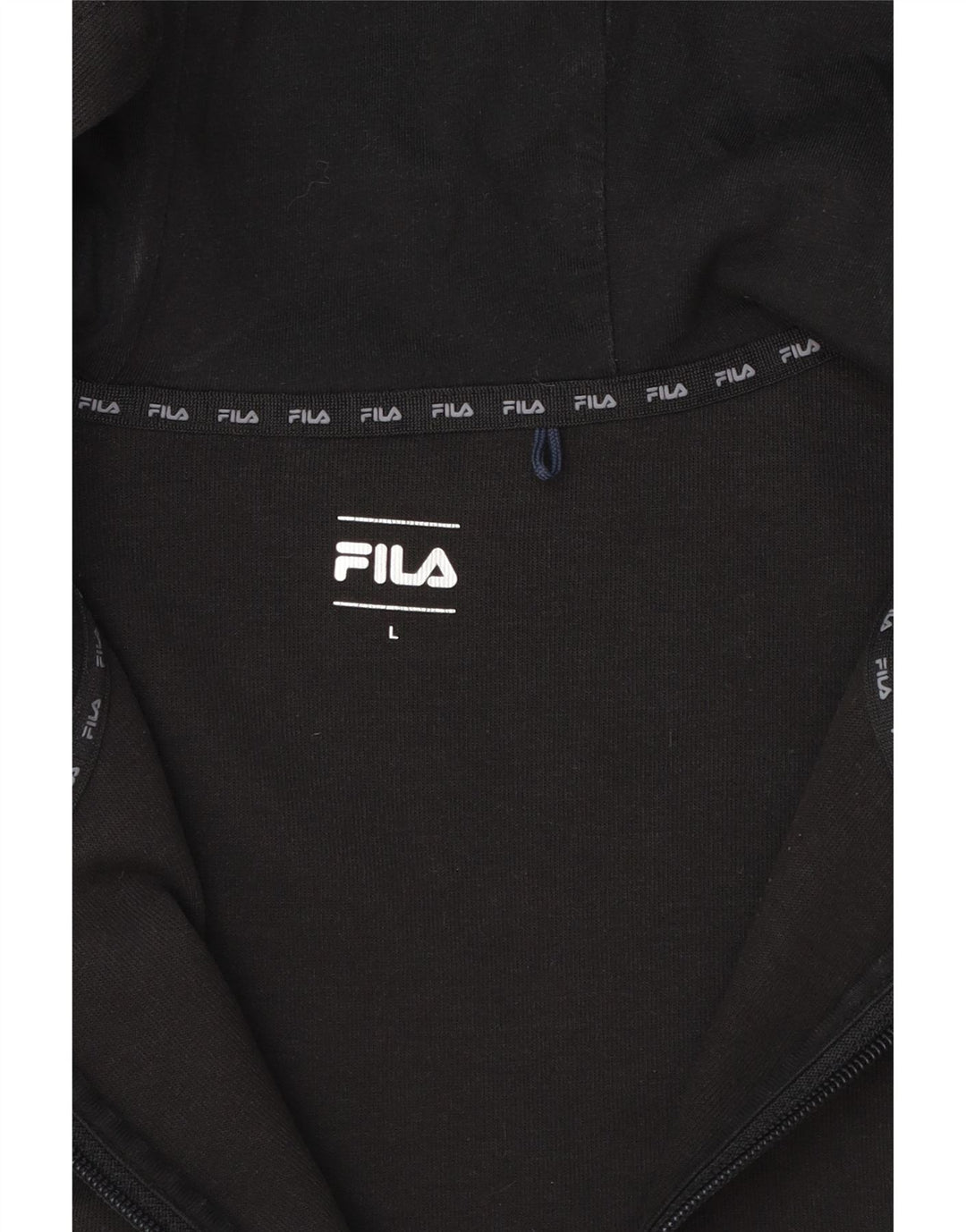 Fila Herren-Kapuzenpullover mit Reißverschluss, groß, Schwarz, Farbblock