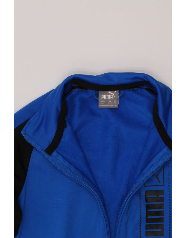 Puma Jungen Grafik-Trainingsanzug-Top-Jacke, 5–6 Jahre, blaues Farbblockdesign