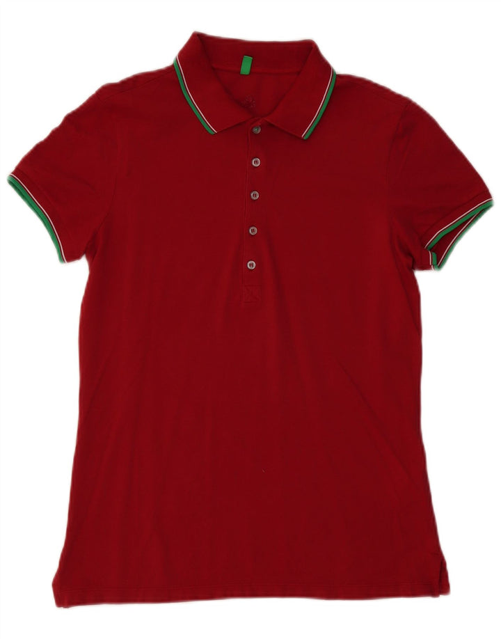 Benetton Herren-Poloshirt, klein, rote Baumwolle