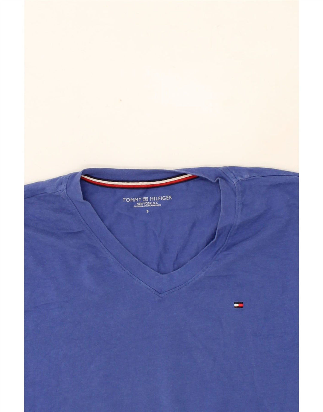 TOMMY HILFIGER Mens T-Shirt Top Small Blue Cotton Vintage Tommy Hilfiger and Second-Hand Tommy Hilfiger from Messina Hembry 