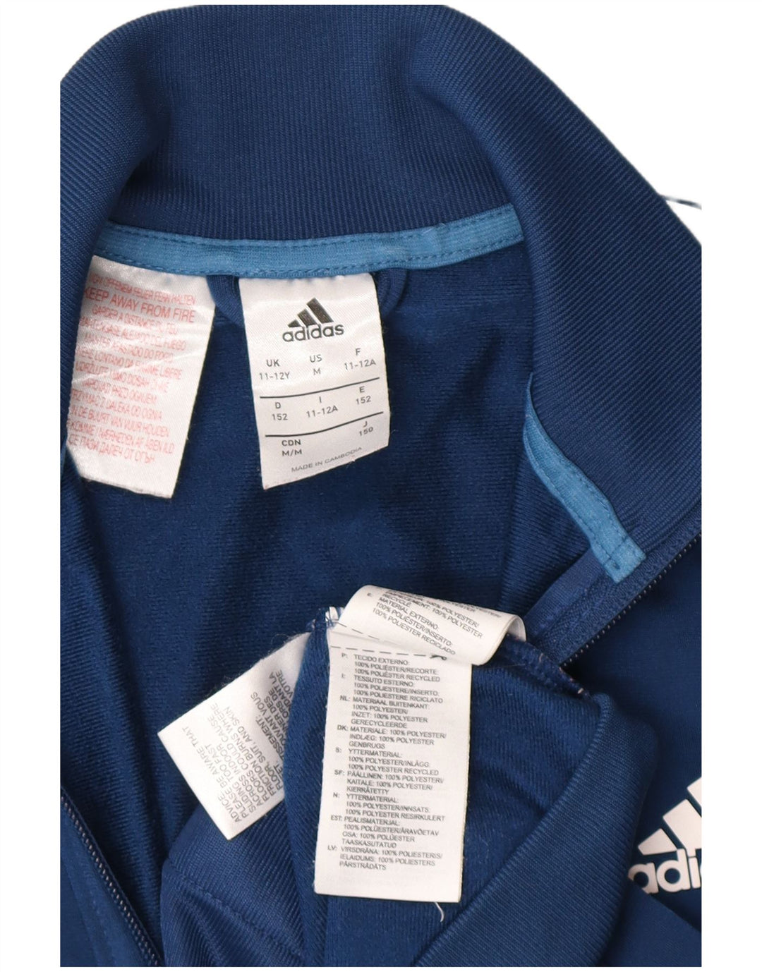 ADIDAS Jungen-Trainingsanzug-Top-Jacke, 11–12 Jahre, Marineblau, Farbblock
