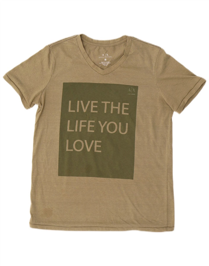 Armani Exchange Herren-T-Shirt mit Grafik, mittlere Khaki-Baumwolle