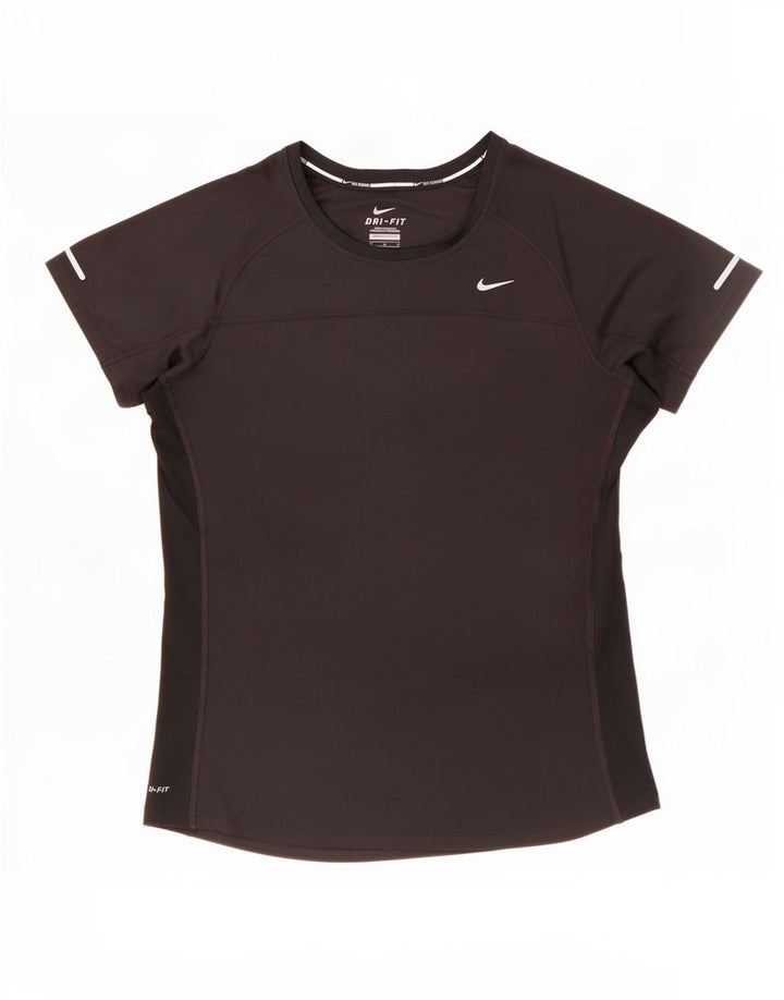 Nike Damen Dri Fit T-Shirt Top UK 12 Medium Schwarz Polyester