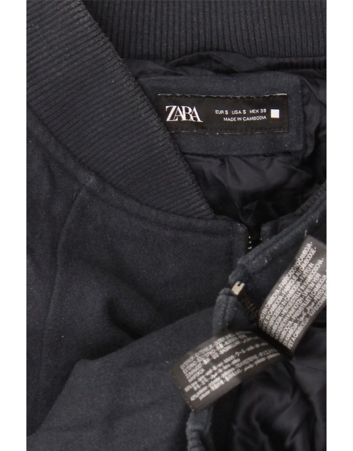 Zara Herren-Bomberjacke mit lockerer Passform, UK 36, kleine marineblaue Wolle